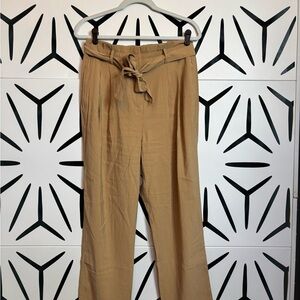 Ann Taylor Pleated Belted High-Rise Chino Pants Size M